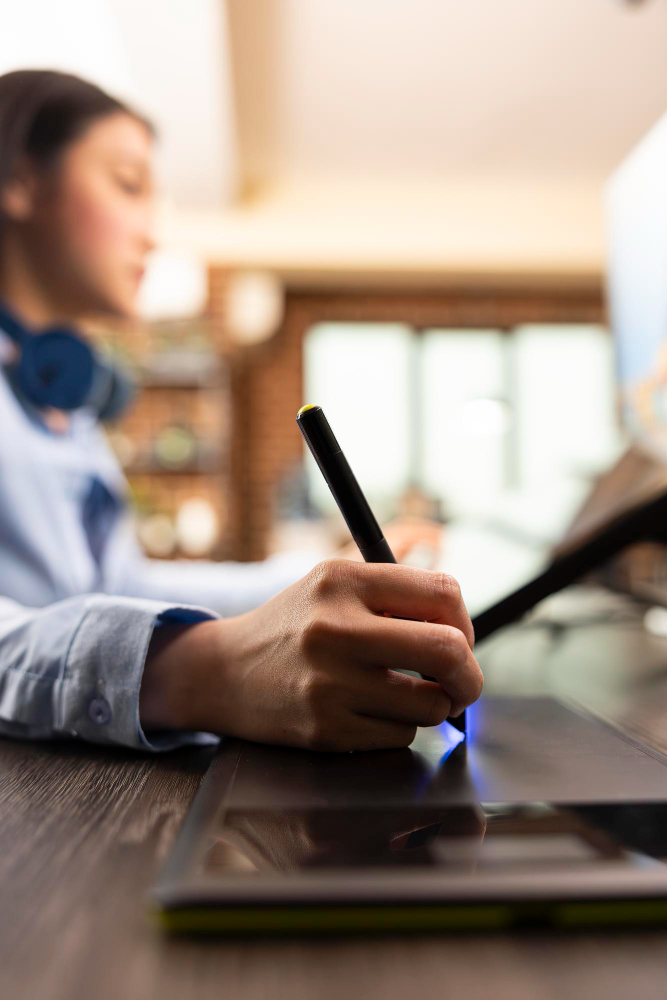 Close-up of a digital signature on a tablet